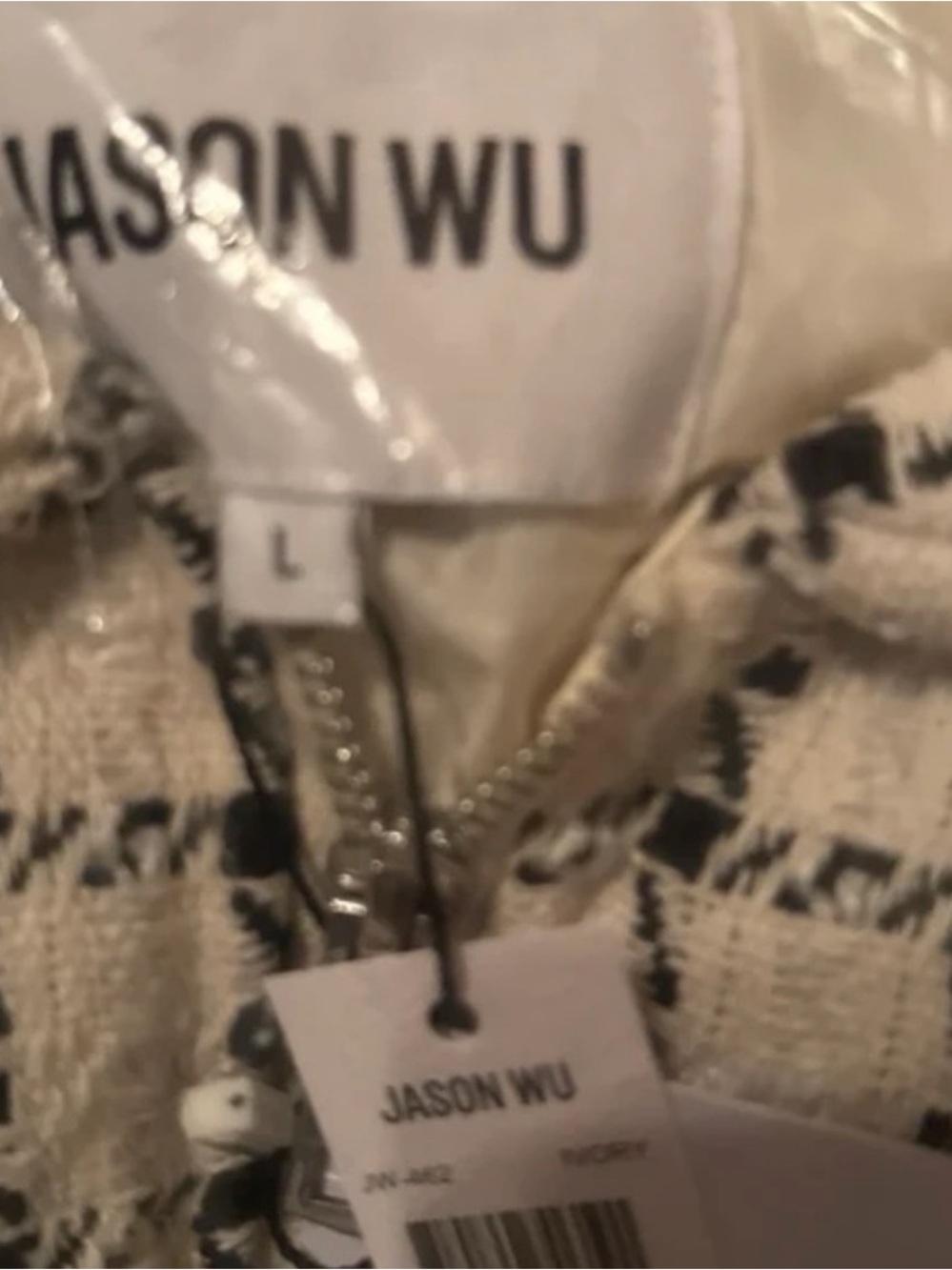 Jason Wu Cream and Black Bouclé Zip-Up Jacket - Picture 2 of 5
